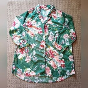 Cupcakes and Cashmere Button Front Floral Print XL Gown Night Shirt
